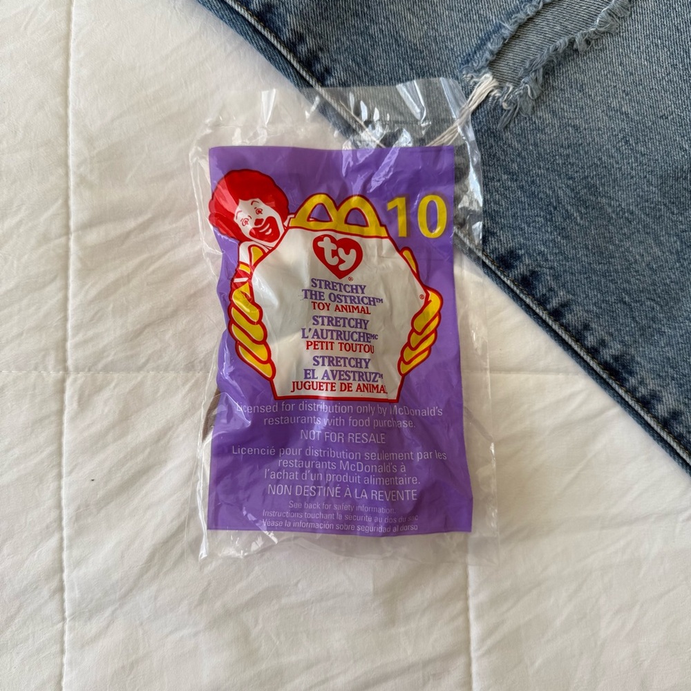 Ty stretchy the ostrich teenie beanie‎ baby McDonalds Number 10 Vintage 1999